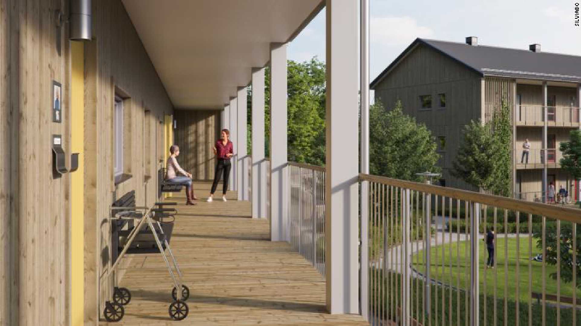BoKlok Housing Complex taken from the balcony of one of the houses