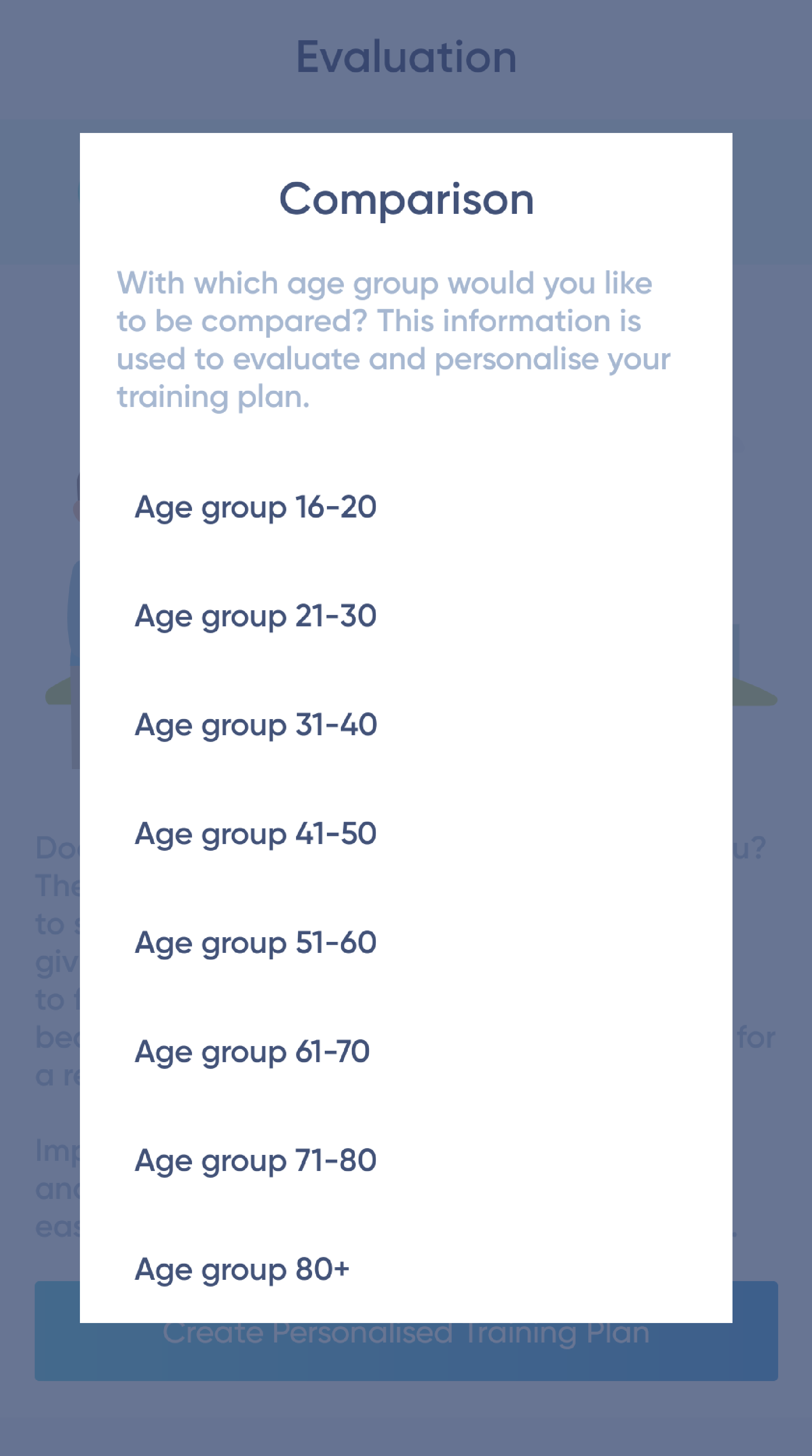 Different age group options written on a white background